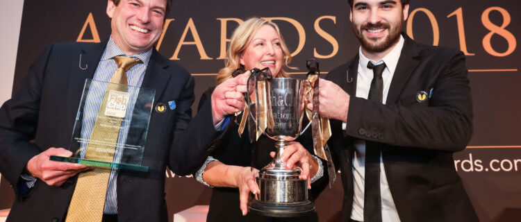 David and Nick Miller with trophy at National Fish & Chip Awards