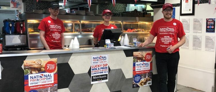 Customers infront of Florgio range celebrating National Fish & Chip Day