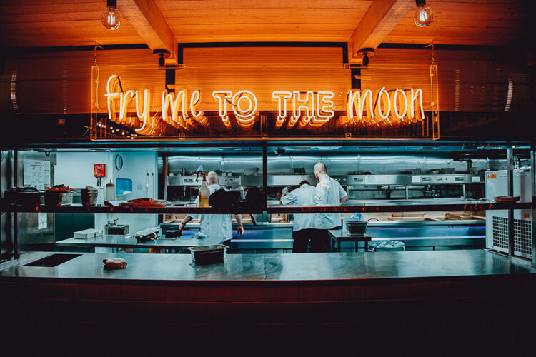 Fry me to the moon kitchen sign